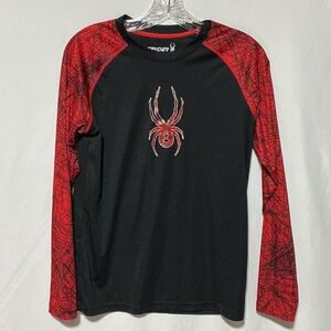 Spyder Red and Black Poly Long sleeve shirt Sz L